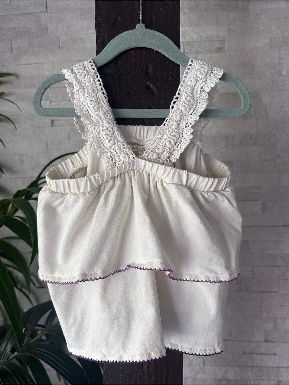 Matilda Jane Enchanted Garden Coconut Cotton Tank with Lace Detail Size 6